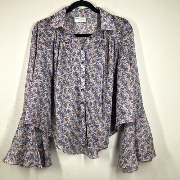 Dress Forum Boho Floral Bell Sleeve Top Peasant Cottage Core Size Small - Picture 1 of 8